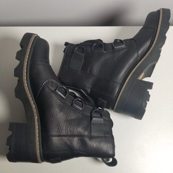 Sorel Joan Now Lace Wome's Black Leather Boots Sz 8.5 - Picture 3 of 10